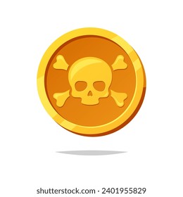 Vector pirata de monedas de oro aislado en fondo blanco