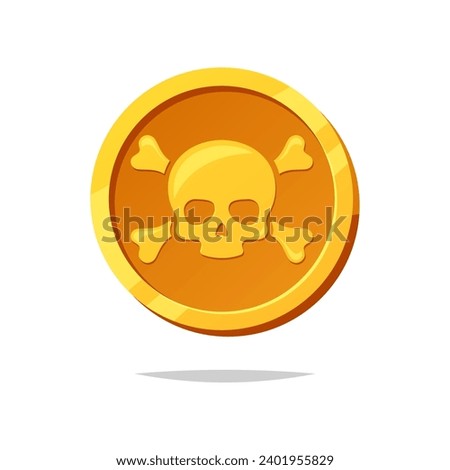 Pirate gold coin vector isolated on white background