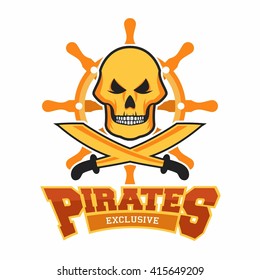 Pirate golden sailor skull e sports logo
