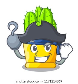 Pirate green cereus cactus on character cartoon