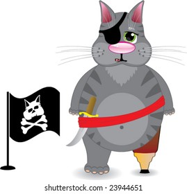 Pirate Grey Cartoon Cat
