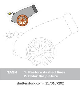 Pirate Gun Cannon. Dot to dot educational game for kids.