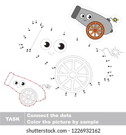 Pirate gun. Dot to dot educational game for kids.