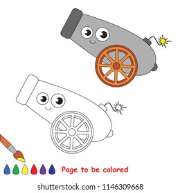 Pirate Gun smiley to be colored, the coloring book for preschool kids with easy educational gaming level.