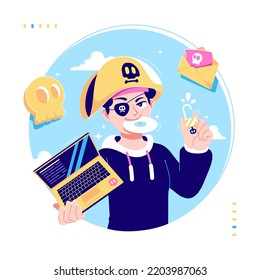 diseño de ilustración de carácter pirata hacker