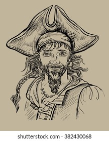 Pirate hand drawing. Vector