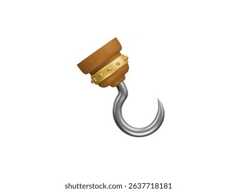 pirate hand hook icon 3d illustration render