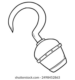 pirate hand hook illustration hand drawn outline isolated vector