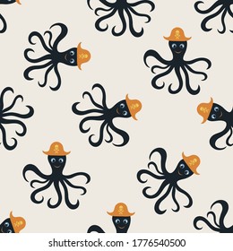 Pirate Happy Birthday invitation card template. Vector illustration  pattern
