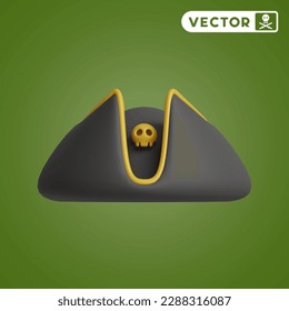 conjunto de iconos vectoriales 3D de piratas sobre fondo verde oscuro