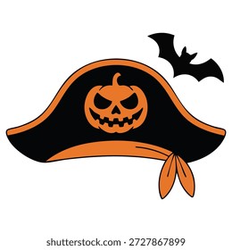 Ilustración vectorial de doodle accesorio de sombrero pirata aislado fondo blanco