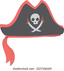 Pirate hat color icon. Retro marine captain cap