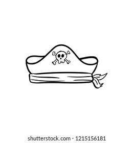 pirate hat doodle icon vector 