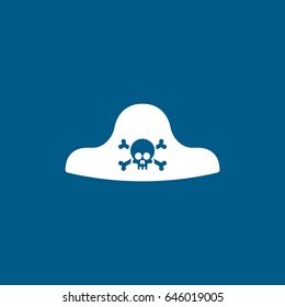 Pirate Hat Flat Icon On Blue Background