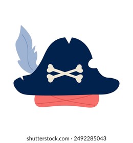 Pirate hat in flat style