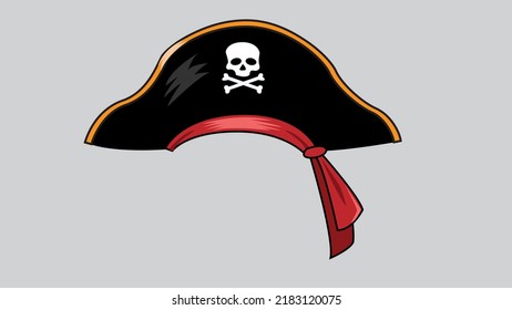 Pirate hat flat vector illustration