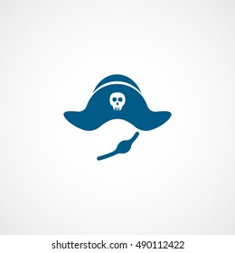 Pirate Hat Halloween Concept Blue Flat Icon On White Background