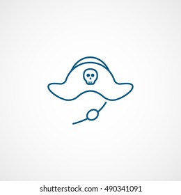 Pirate Hat Halloween Concept Blue Line Icon On White Background