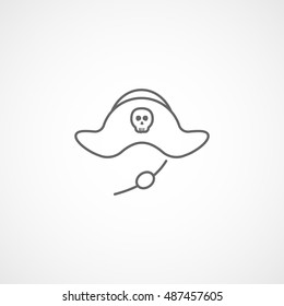 Pirate Hat Halloween Concept  Line Icon On White Background