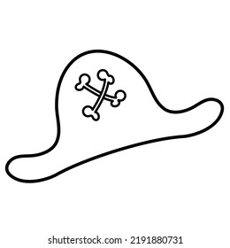 Pirate Hat. Hand-drawn scribbled illustration, black image on white background