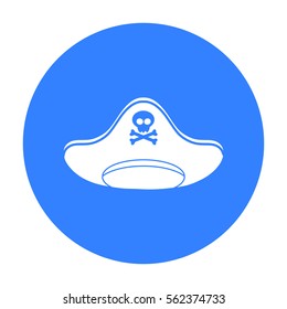 Pirate hat icon in black style isolated on white background. Hats symbol stock vector illustration.
