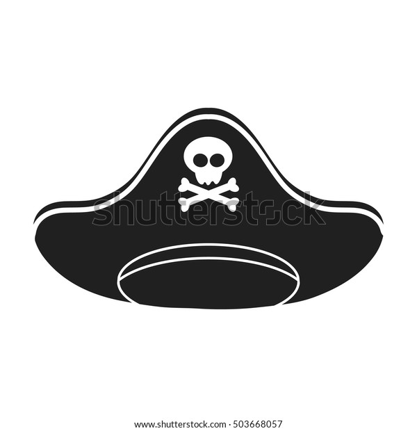 Pirate hat icon in black style\
isolated on white background. Hats symbol stock vector\
illustration.