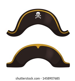 Pirate hat icon in cartoon style isolated on white background. Hats symbol stock vector illustration.