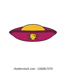 Pirate hat icon. Cartoon pirate hat vector icon for web design isolated on white background