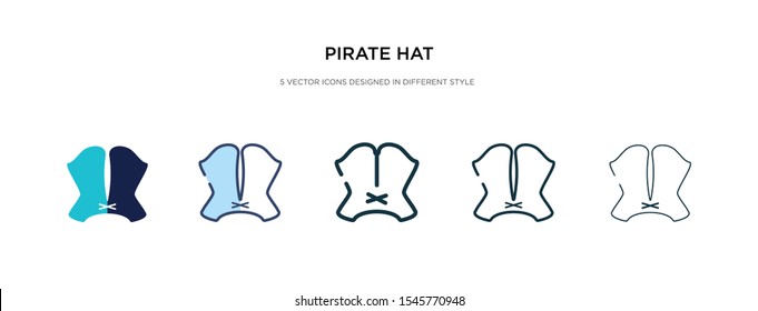 pirate hat icon in different style vector illustration. two colored and black pirate hat vector icons designed in filled, outline, line and stroke style can be used for web, mobile, ui