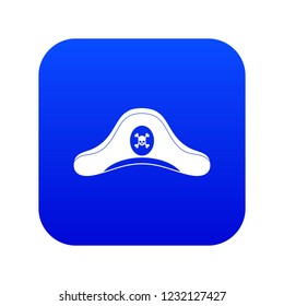 Pirate hat icon digital blue for any design isolated on white vector illustration