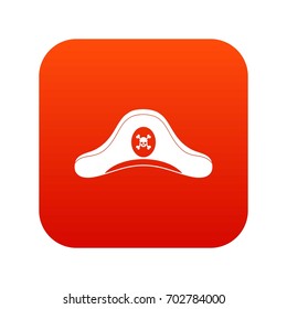 Pirate hat icon digital red for any design isolated on white vector illustration