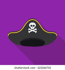 Pirate hat icon in flat style isolated on white background. Hats symbol stock vector illustration.