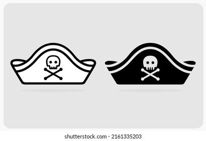 Icono de sombrero pirata aislado en ilustración vectorial.