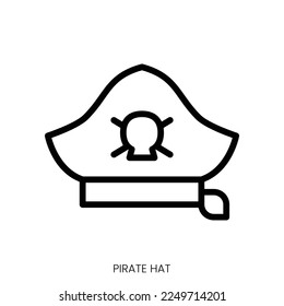 pirate hat icon. Line Art Style Design Isolated On White Background