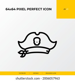Pirate hat icon . part ocean and sea life icon set. 64x64 pixel perfect vector icon illustration