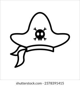 pirate hat icon,  pirate hat with skull and crossbones sign. vector illustration on white background