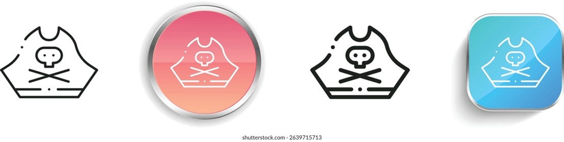 pirate hat icon. Thin Linear, Regular and Button Style Design Isolated On White Background