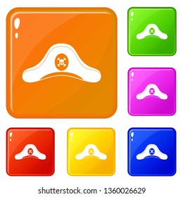 Pirate hat icons set collection vector 6 color isolated on white background