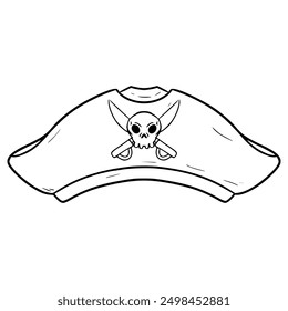 pirate hat illustration hand drawn outline isolated vector