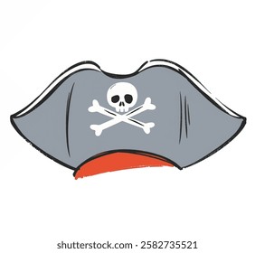 A pirate hat illustration with a skull emblem. Perfect for gaming icons, adventure branding, and fantasy design.