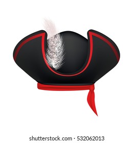 Pirate hat isolated on white background. Vector illustration of Pirate headdress. 
