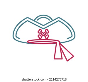 pirate hat line icon isolated