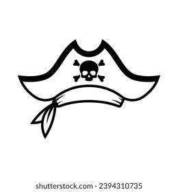Pirate hat line icon isolated on white background