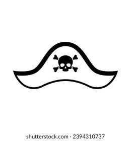 Icono de línea de sombrero pirata aislado en fondo blanco