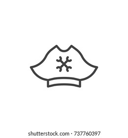 Pirate hat line icon, outline vector sign, linear style pictogram isolated on white. Symbol, logo illustration. Editable stroke