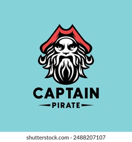 Pirate Hat Logo Vector, Captain Emblem Icon Symbol, Mascot Creative Vintage Graphic Design