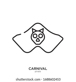 Pirate hat outline. Isolated pirate hat on white background.