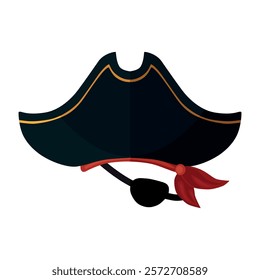 The pirate hat. Pirate's hat, bandana and eye patch. Isolated vector illustration for design and web.