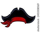 Pirate Hat Red Bandana Vector Illustration Icon