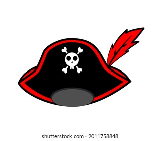 Sombrero pirata con plumas rojas